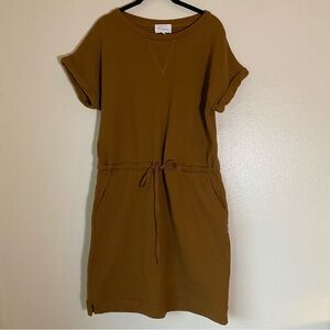 Bohme Drawstring Sweatshirt Dress, Small, Mocha Brown, Casual, Cozy, Cotton, EUC